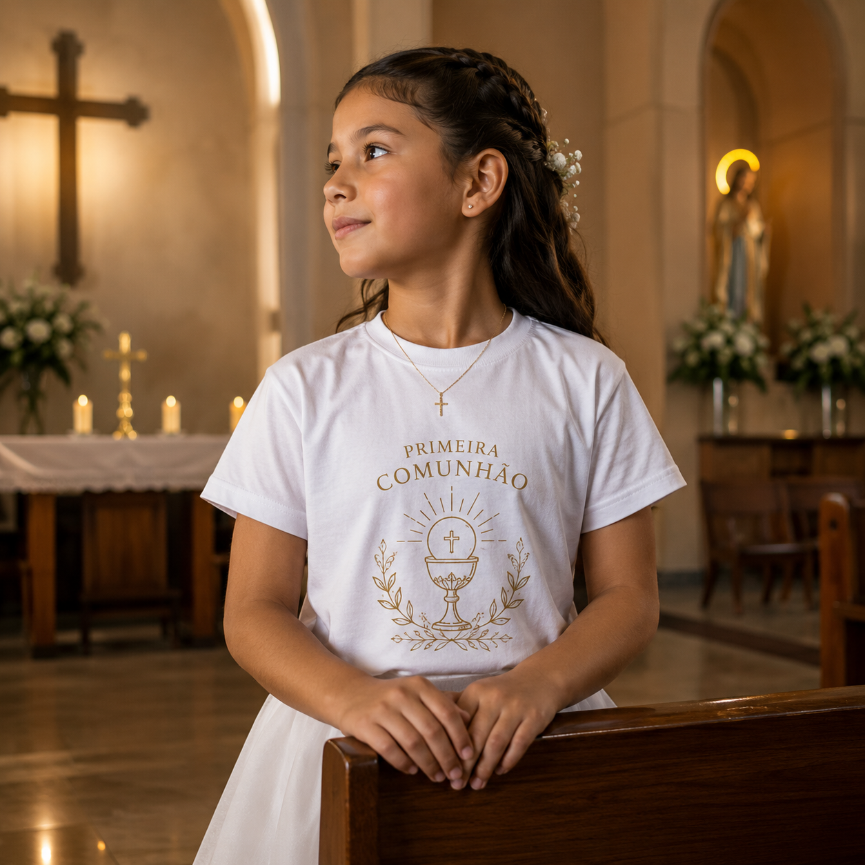 Camisetas personalizadas para primeira comunhão, crisma e sacramentos